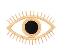 Tyenaza Espejo Tejido de Ratán para Colgar en la Pared, Espejo de Ratán para Decoración de Pared de Ojos, Espejos Bohemios Hechos a Mano con Ojo Artístico, para Salón Dormitorio Baño(27 x 42 cm)