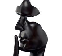 Tyenaza Estatua del Pensador, Escultura Abstracta de Resina Estilo Europeo «El silencio es oro», Regalo Original para Hombres y Amantes del Arte, para Estantes Mesas de Oficina Salón Dormitorio(Negro)