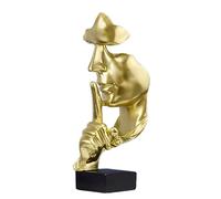Tyenaza Estatua del Pensador, Escultura Abstracta de Resina Estilo Europeo «El silencio es oro», Regalo Original para Hombres y Amantes del Arte, para Estantes Mesa de Oficina Salón Dormitorio(Dorado)