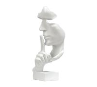 Tyenaza Estatua del Pensador, Escultura Abstracta de Resina Estilo Europeo «El silencio es oro», Regalo Original para Hombres y Amantes del Arte, para Estantes Mesa de Oficina Salón Dormitorio(Blanco)