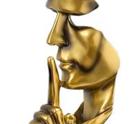Tyenaza Estatua del Pensador, Forma Vívida, Resina sintética compacta, Atractivo, Decorativo, El Silencio es una Estatuilla Dorada para el hogar (Oro Oscuro)