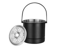 Tyenaza Ice Bucket, 1 L Professional Thickened Stainless Steel Ice Bucket with Filter Plate for Cocktail Bar Parties Restaurant Bar (Black)