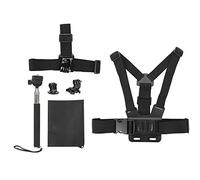 Tyenaza Kit de Accesorios universales para cámara de acción 5 en 1 para cámaras Deportivas, Soporte para Correa para la Cabeza, arnés para el Pecho y Palo para Selfies