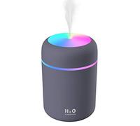 Tyenaza Mini humidificador USB de 300 ml con luz nocturna, humidificador de aire, para el hogar, sala de estar, habitación de los niños, dormitorio, oficina y coche (Gris oscuro)