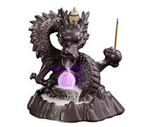 Tyenaza Quemador de Incienso Dragon, Quemador de Incienso de Cerámica con Reflujo de Dragón, Quemador de Incienso Creativo con Reflujo de Sándalo y LED, para Estudio, Dormitorio, Estudio De Yoga