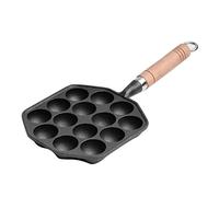 Tyenaza Sartén Takoyaki De 14 Agujeros, Molde Antiadherente para Bolas De Carne De Pulpo De Hierro Fundido con Mango Desmontable para Hornear Tortitas Caseras