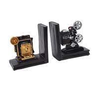 Tyenaza Sujetalibros Vintage Decorativos, DiseñO de Proyector de Cine Antiguo, Adorno de Sujetalibros para Proyector, Par de EstanteríAs de Escritorio de Oficina, para Oficina, Biblioteca o Estudio