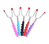 Tyenaza Tenedores para Asar, 5 Piezas Telescópico BBQ Marshmallow Hot Dog Pinchos Tenedores Palos para Asar Camping