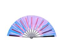 Tyenaza Ventilador de Rave de Mano Plegable, holográfico Plegable Popping Line Dance Fan Plegable Handheld para línea Dancing Craft Accesorios Rave Rave