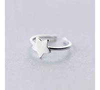 TYERY Anillo de Plata S925, Anillo de Dedo Geométrico Cepillado Femenino Estrella Cuadrado Triángulo Redondo Anillo Abierto, ElForma de estrella