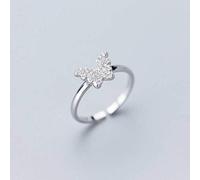 TYERY Anillo de Plata S925, Moda Femenina Coreana Llena de Diamantes Mariposa Niña Corazón Joyería de Mano Abiertaanillo de plata s925, Apertura regulable