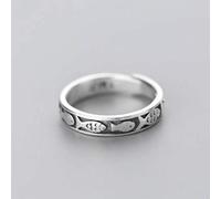 TYERY Anillo de Plata S990, Anillo de Pez Lindo Femenino, Anillo Simple Y Ajustable para Niñosanillo de plata s990, Apertura regulable