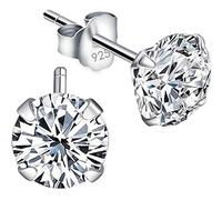 TYERY Pendientes de Plata S925, Pendientes Pequeños Sencillos Y con Personalidad de Moda Tachonados de Diamantes, Mini Pendientes para Hombres Y MujeresPlata 925, 7 mm