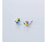 TYERY Pendientes de Plata S925, Pendientes Redondos Pequeños en Espiral Coloridos Simples para Mujerplata, Plata 925