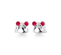 TYERY S925 Aretes de Plata de Estilo Famoso Y Lindo Ratoncito, Aretes Pequeños Del Año de la Rata Del TemperamentoUn par, Plata 925