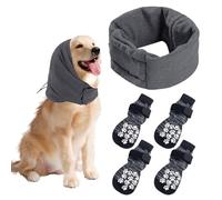 TYFGRT 1 Capucha para Perro Y 1 Juego De Calcetines Antideslizantes para Perros, Capucha Ajustable, Capucha Cálida, Capucha Cómoda para Perros, Suministros para Mascotas, Accesorios para Mascotas