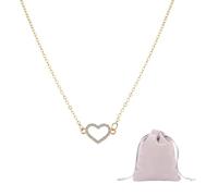 TYFGRT 1 Collar De Diamantes De Corazón Y 1 Bolsa De Joyería, Collar Retro Simple, Collar con Purpurina, Collar Elegante, Joyería para Mujer