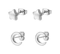 TYFGRT 1 Par De Pendientes De Estrella Y 1 Par De Pendientes De Luna, Pendientes De Mujer, Pendientes Simples Y De Moda, Pendientes De Estilo Creativo, Accesorios De Vestir