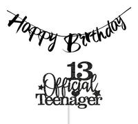 TYFGRT 1 Pieza De Inserto para Tarta Adolescente, 1 Pieza De Cartel De Feliz Cumpleaños, Decoración para Fiesta De Cumpleaños Número 13, Juego De Decoración De Cumpleaños para Niños Y Niñas.