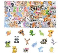 TYFGRT 100 Hojas De Pegatinas De Animales, Pegatinas De Dibujos Animados De Ojos Grandes, Decoración De Pegatinas Artesanales De Bricolaje, Pegatinas Impermeables, Adecuadas para Equipaje, Cuadernos