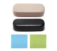 TYFGRT 2 Fundas Rígidas Para Gafas, 2 Paños Para Gafas, Funda De Piel Sintética Para Gafas, Funda Protectora Para Gafas, Funda Portátil Para Gafas De Sol, Funda Para Gafas De Miopía