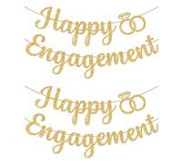 TYFGRT 2 Juegos De Pancartas De Compromiso, Anillo De Diamantes, Decoración De Compromiso Feliz, Decoración De Bandera Colgante, Pancartas Brillantes, Decoraciones para Fiesta De Compromiso