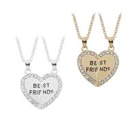 TYFGRT 2 Pares De Collares De Amistad, Collares De Diamantes De Oro Y Plata, Collares De Mejores Amigas, Joyas De Collar para Niñas, Decoraciones De Collares De Amistad