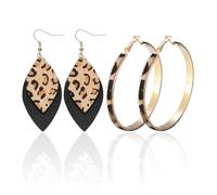 TYFGRT 2 Pares De Pendientes con Estampado De Leopardo, Pendientes Colgantes Creativos, Pendientes De Moda para Mujer, Pendientes Vintage, Joyería para Mujer, Accesorios De Vestir