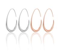 TYFGRT 2 Pares De Pendientes De Aro para Mujer, Pendientes De Oro Rosa para Mujer, Pendientes De Gota De Plata para Mujer, Pendientes Colgantes Ovalados Grandes (3 * 4Cm)