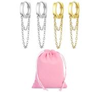 TYFGRT 2 Pares De Pendientes De Doble Cadena Y 1 Bolsa De Terciopelo, Pendientes Sencillos De Moda, Pendientes De Estilo Creativo, Pendientes Colgantes, Pendientes De Mujer