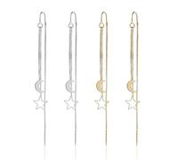 TYFGRT 2 Pares De Pendientes De Estrella Y Luna, Pendientes Sencillos De Moda, Pendientes Largos, Pendientes De Borla, Pendientes Elegantes, Joyería para Mujer