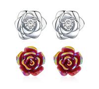 TYFGRT 2 Pares Pendientes Rosas, Pendientes Plata, Pendientes Moda Mujer, Decoración Joyas, Accesorios Ropa Pendientes, Joyería Personalizada