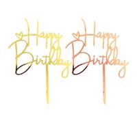 TYFGRT 2 Piezas De Adornos para Tartas De Feliz Cumpleaños, Adornos para Tartas De Feliz Cumpleaños con Purpurina, Decoraciones para Fiestas De Cumpleaños Unisex