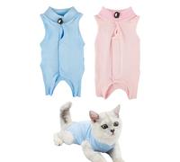 TYFGRT 2 Piezas De Ropa De Esterilización para Gatos, Mono para Gatos Postoperatorio, Ropa Antifugas para Mascotas, Adecuada para Enfermedades De La Piel De Heridas Abdominales Postoperatorias