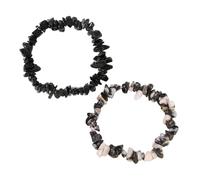 TYFGRT 2 Piezas Pulseras De Grava Negra, Pulseras Elásticas, Pulseras De Moda Y Versátiles, Pulseras Decorativas, Complementos De Vestir
