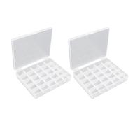 TYFGRT 2 Uds 25 Cajas De Bobinas De Rejilla Accesorios De Costura Caja De Almacenamiento Caja De Bobinas Caja De Plástico Transparente Caja De Almacenamiento De Piezas Pequeñas Accesorios De Costura
