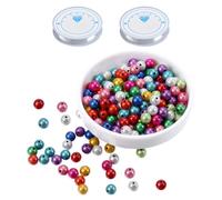 TYFGRT 200 Cuentas De Purpurina, 2 Rollos De Cuerda De Joyería, Cuentas Reflectantes Coloridas, Cuentas De Pulsera, Cuentas Espaciadoras De Joyería, Accesorios De Joyería DIY