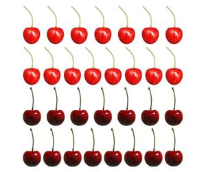 TYFGRT 30 Uds. De Cerezas Artificiales, Decoraciones De Frutas Artificiales, Accesorios para Fotos, Decoraciones De Escritorio, Accesorios para Manualidades DIY
