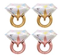 TYFGRT 4 Globos con Anillo De Diamante, Decoración Romántica para Boda, Decoraciones De Compromiso, Globos para Fiesta De Boda, Decoración con Globo con Anillo De Papel De Aluminio