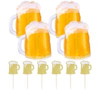 TYFGRT 4 Globos De Cerveza, 6 Piezas De Inserciones para Pastel De Cerveza, Globos Gigantes De Jarra De Cerveza, Globos De Decoración De Cumpleaños, Globos De Fondo Fotográfico, Fiestas Temáticas