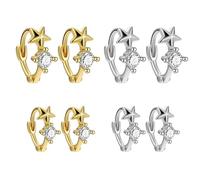 TYFGRT 4 Pares De Pendientes De Estrella, Diamantes De Imitación, Mini Exquisitos, Pendientes De Moda