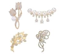 TYFGRT 4 Piezas Broches De Flores Broches Brillantes Broches De Strass Broches Decorativos Broches Vintage Broches Elegantes para Mujer Adecuados para Ropa Bufandas Sombreros