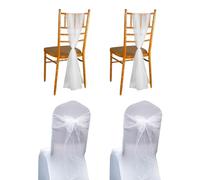 TYFGRT 4 Piezas Respaldo De Silla Decoración De Gasa Blanca, Cinturón De Gasa De Silla De Poliéster, Cinturón De Tela De Gasa De Silla, Decoración De Boda De Novia Y Novio