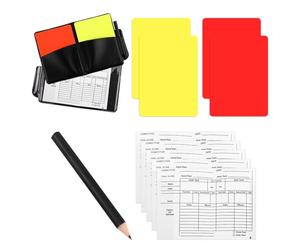 TYFGRT 4 Tarjetas De Accesorios De Árbitro, 1 Bolsa De Almacenamiento De Cuero, 1 Bolígrafo De Grabación Y 2 Papeles De Grabación, Ayudas para Árbitros De Fútbol, Accesorios para Partidos De Fútbol