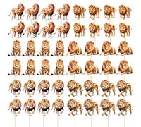 TYFGRT 48 Piezas De Inserto De Postre De León, Decoración De Pastel De León, Decoración De Pastel De León, Decoración De Pastel De Animales De La Selva, Adecuado para Fiestas Y Reuniones