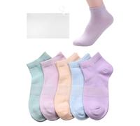 TYFGRT 5 Pares De Calcetines De Mujer Con Bolsa De Almacenamiento - Tobilleros De Algodón, Suaves y Transpirables Para Uso Diario