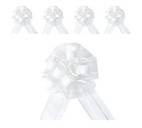 TYFGRT 5 Piezas De Decoración De Lazo, Lazos para Envolver Regalos, Flores De Bola De Decoración De Boda, Lazos Blancos para Coche De Boda, Accesorios De Decoración De Mesa De Boda