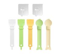 TYFGRT 5 Uds Cucharas De Alimentación En Tiras para Gatos Y 2 Uds Ganchos Adhesivos, Exprimidor De Tiras para Gatos, Cuchara Multifuncional para Mascotas, Suministros para Mascotas