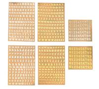 TYFGRT 6 Hojas Mini Pegatinas Alfanuméricas, Pegatinas De Metal, Pegatinas Decorativas DIY, Pegatinas De Letras Autoadhesivas, Pegatinas De Letras con Purpurina