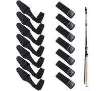 TYFGRT 7 Piezas De Bridas para Cañas De Pescar Y 7 Piezas De Tapas para Cañas De Pescar, Cubiertas Protectoras para Cañas De Pescar, Bridas Elásticas para Cañas De Pescar, Suministros De Pesca